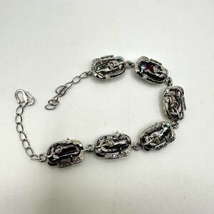 Silver tone metal, biwa pearls and cz accent diamond bracelet!